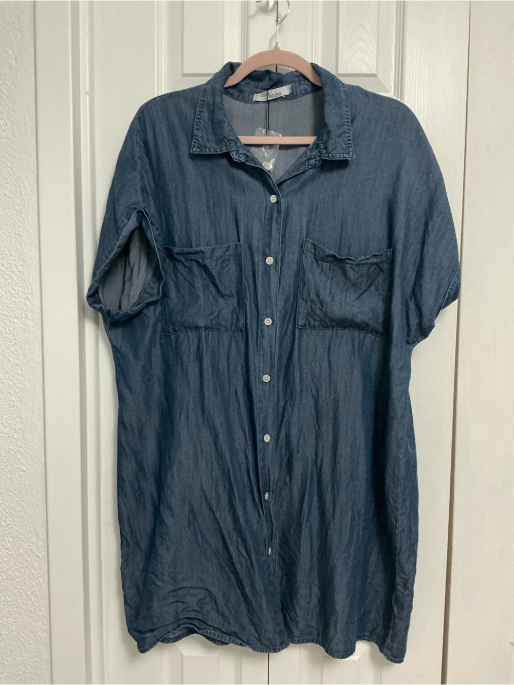 Casual Indigo Button-Down Shirt Dress